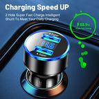 Cargador de coche de 240W, puertos USB duales, carga súper rápida de 120W con pantalla Digital, adaptador de carga rápida para IPhone, Samsung, Xiaomi