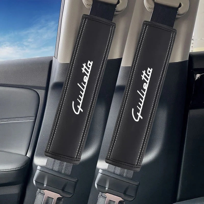 Car Seat Belt Nappa Leather Belt Shoulder Covers Interior For Alfa Romeo Giulia Stelvio Giulietta MITO Auto Accessories