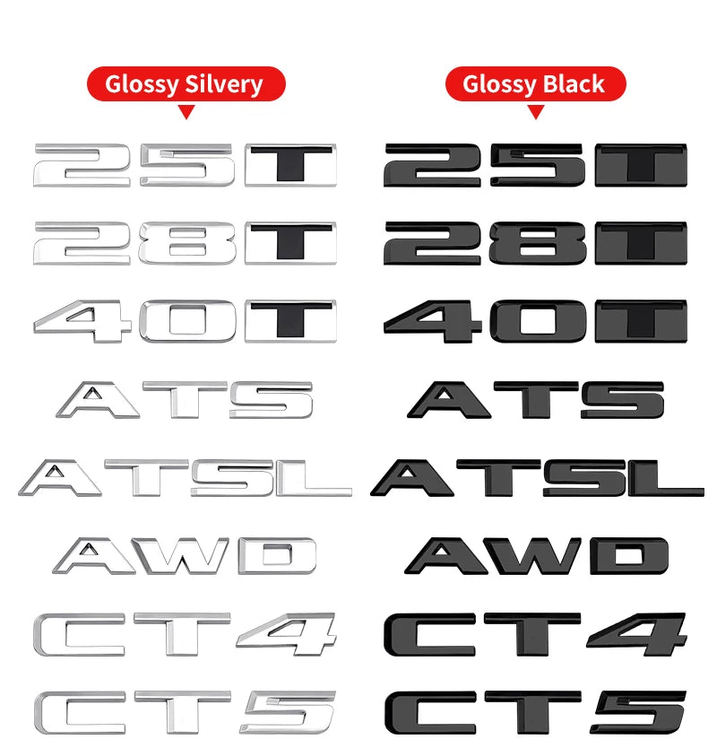 3D Car Rear Trunk Sticker Logo Letters Decals Badge For Cadillac CT4 CT5 CT6 CTS XT4 XT5 XT6 XTS ATS AWD 25T 28T 40T Accessories