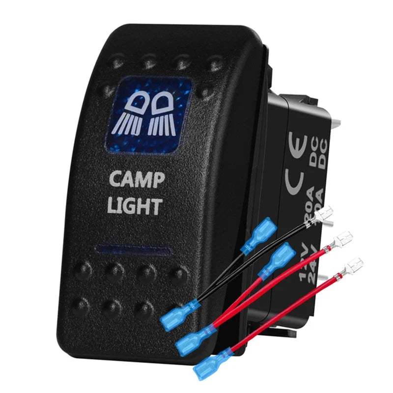12v/24v Blue Led Light 5 Pin On Off SPST Rocker Switch 7 Pin On Off On ARB Carling Style Car Boat Waterproof Push Switch