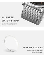 CADISEN Swiss Ronda 715 Quartz Watch Mans 7MM Ultra-thin Dial Sapphire Luminous Stainless Steel Milano Mesh Strap Watches Men