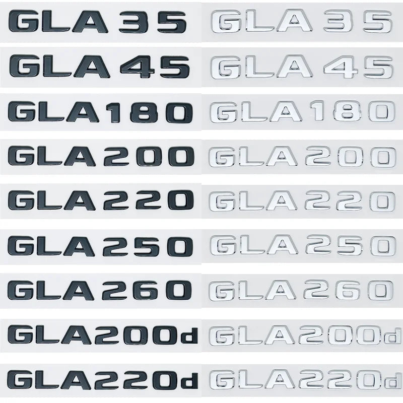 Car Tail Trunk Letters Logo Emblem Badge Sticker For Mercedes Benz GLA Class 4MATIC X156 H247 45 GLA250 GLA200 GLA220d GLA250e