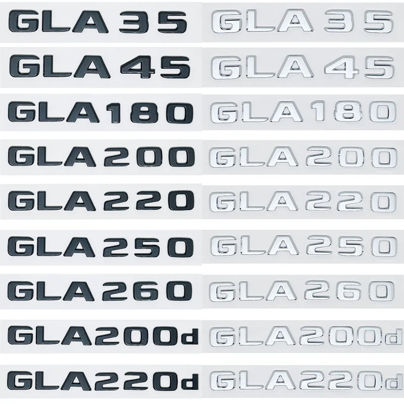 Car Tail Trunk Letters Logo Emblem Badge Sticker For Mercedes Benz GLA Class 4MATIC X156 H247 45 GLA250 GLA200 GLA220d GLA250e