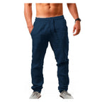 2025 new men's cotton and linen pants, loose and cool casual pants, elastic waist pants, casual oversized street wear, lightweig