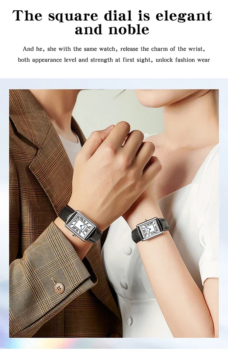 SANDA 9031/1108 Resistant Leather Strap Square Dial Waterproof Sport Casual Women Men Quartz Watches Reloj Luxury Couple Watch