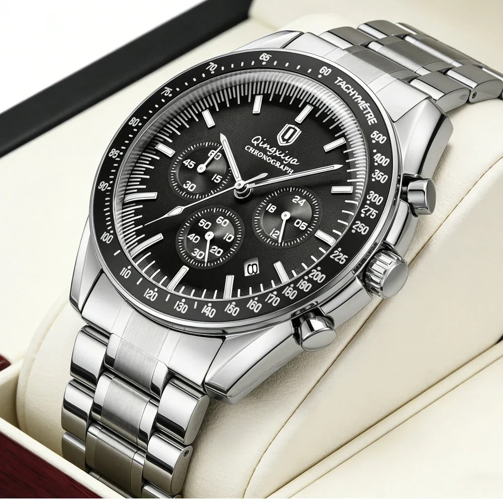 New Men Watch Calendar Business Quartz Watches Mens Top Brand Luxury Sport Waterproof Luminous Stainless Steel Man Wristwatches