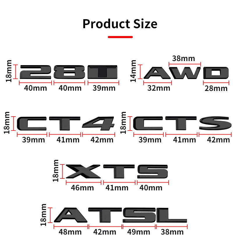 3D Car Rear Trunk Sticker Logo Letters Decals Badge For Cadillac CT4 CT5 CT6 CTS XT4 XT5 XT6 XTS ATS AWD 25T 28T 40T Accessories
