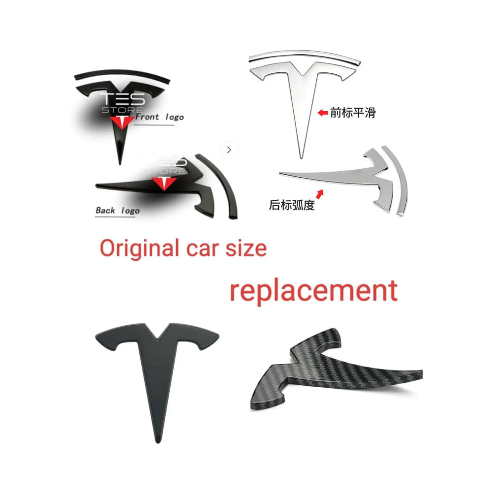 metal For Tesla- Car Front Emblem Rear Trunk Emblem Suitable for Model 3 Mode Y logo replacement rear and rear logos blackening