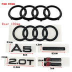 for Audi A5 2010-2019 2020-2024 2.0T S Line Quarrto Sticker 4Ring ABS 192mm 273mm 249mm Car Front Emblem Rear Trunk Decoration