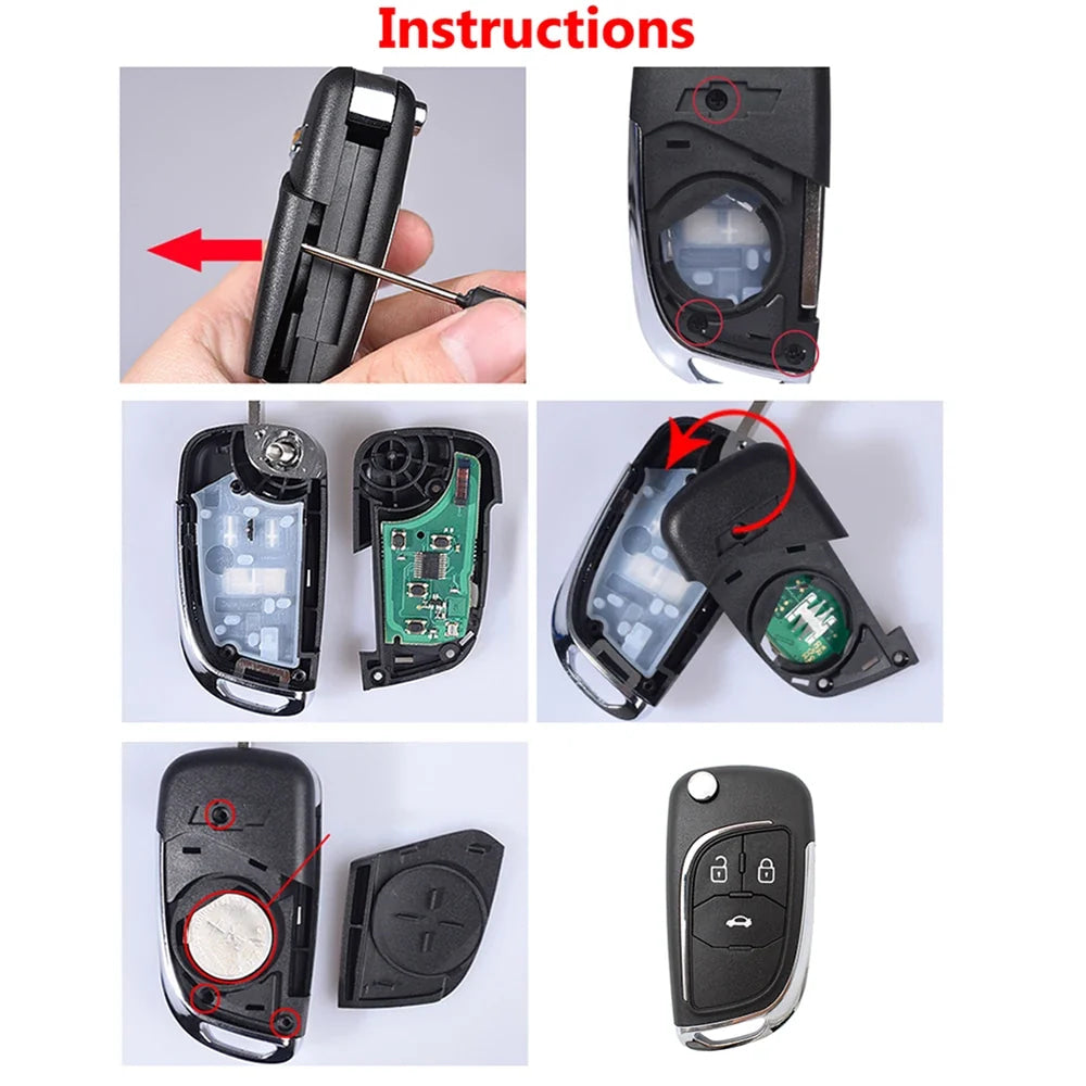 Modified Car Remote Key Shell Case For Chevrolet Cruze Aveo Orlando Lova Epica Spark Camaro Impala Sail Replacement Case