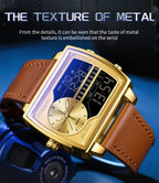 SANDA 6163 Fashion Trend Men's Quartz Watch Fashion Square Watch Countdown Sports Waterproof Dual Display Digital Men's Watches