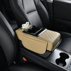 Reposabrazos para Coche 5 en 1: Caja para Pañuelos, Portavasos, Bolsa de Almacenamiento Multifuncional, Almohadilla Elevadora y Cojín con Bolsillo