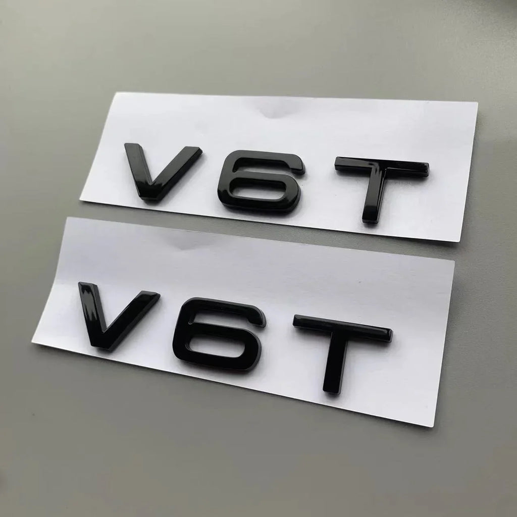 ABS 4-Ring Bright Black Car Hood Front Grill Emblem Rear Trunk Badge V6T Sticker Modified Accessories for Audi S4 2020-2024
