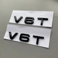 ABS 4-Ring Bright Black Car Hood Front Grill Emblem Rear Trunk Badge V6T Sticker Modified Accessories for Audi S4 2020-2024