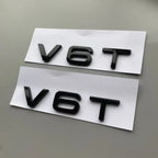 ABS 4-Ring Bright Black Car Hood Front Grill Emblem Rear Trunk Badge V6T Sticker Modified Accessories for Audi S4 2020-2024