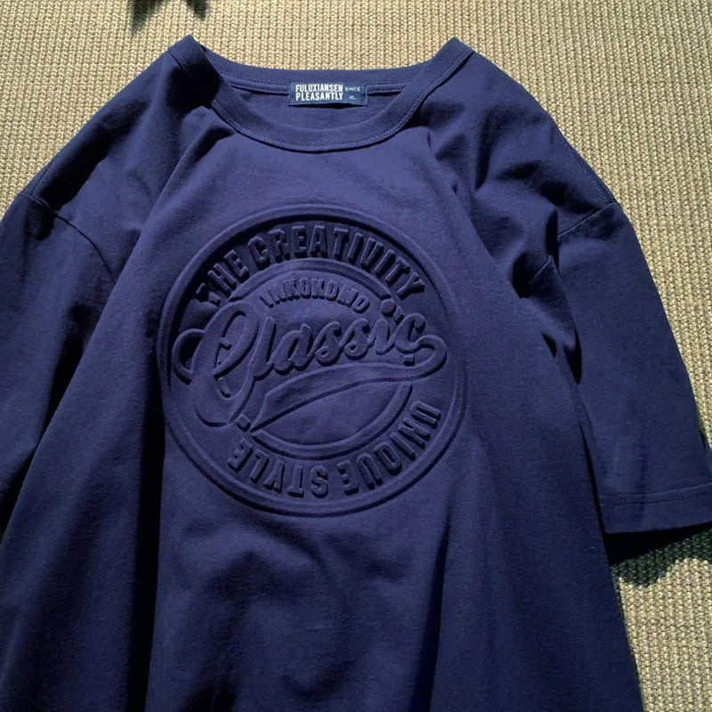 Vintage 3D Print Steel Seal Print Mens Short-sleeved T-Shirt Casual T Shirt Couples T-shirts Women Men's Loose Tees