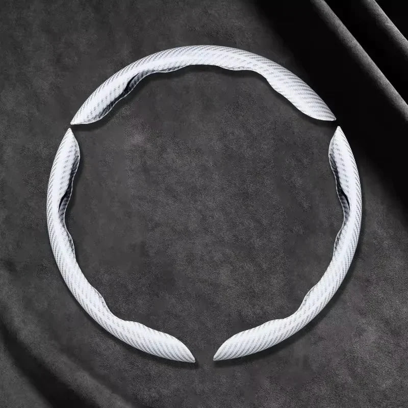 2/3PCS Laser Carbon Fiber Silicone Car Steering Wheel Cover 1K Micro Fiber Leather PVC Wheel Booster Cover Non-Slip Universal