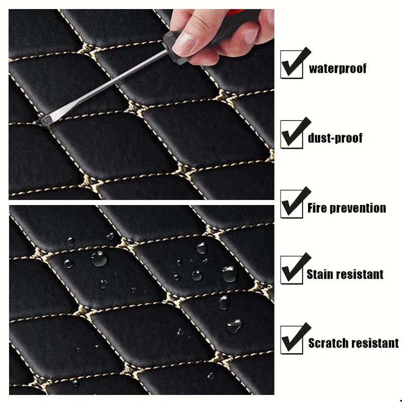 PU Leather Waterproof Universal Car Floor Mats 5Pcs Front & Rear Auto Foot Pad Protector Automobile Interior Carpet Set