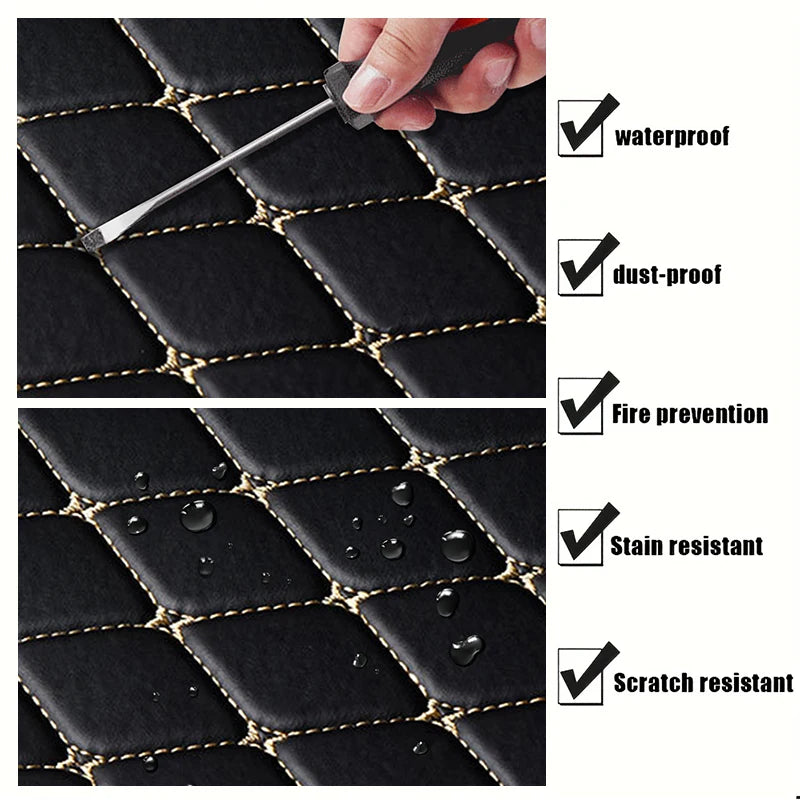 PU Leather Waterproof Universal Car Floor Mats 5Pcs Front & Rear Auto Foot Pad Protector Automobile Interior Carpet Set