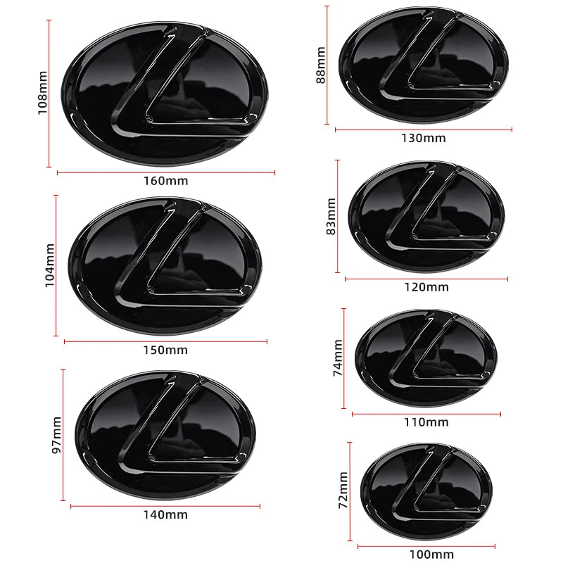 100/110/120/130/140/150/160mm Car Rear Trunk Emblem Front Grille Logo For Lexus ES RX NX LS UX LM LX GX LC RZ IS CT GS RC HS SC