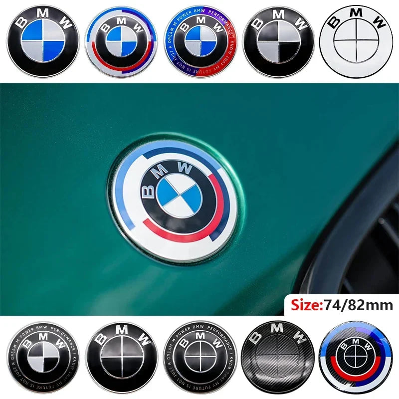 Carbon Fiber 50th Anniversary Front Rear Logo Kit for BMW 82mm 74mm Badge F30 F10 E46 E90  2-Pin Base DIY Replacement Decor Set