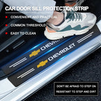 Car Door Threshold Scuff Plate Carbon Fiber Decals Stickers For Chevrolet Cruze Impala Malibu Silverado Cobalt Impala Onix Tahoe