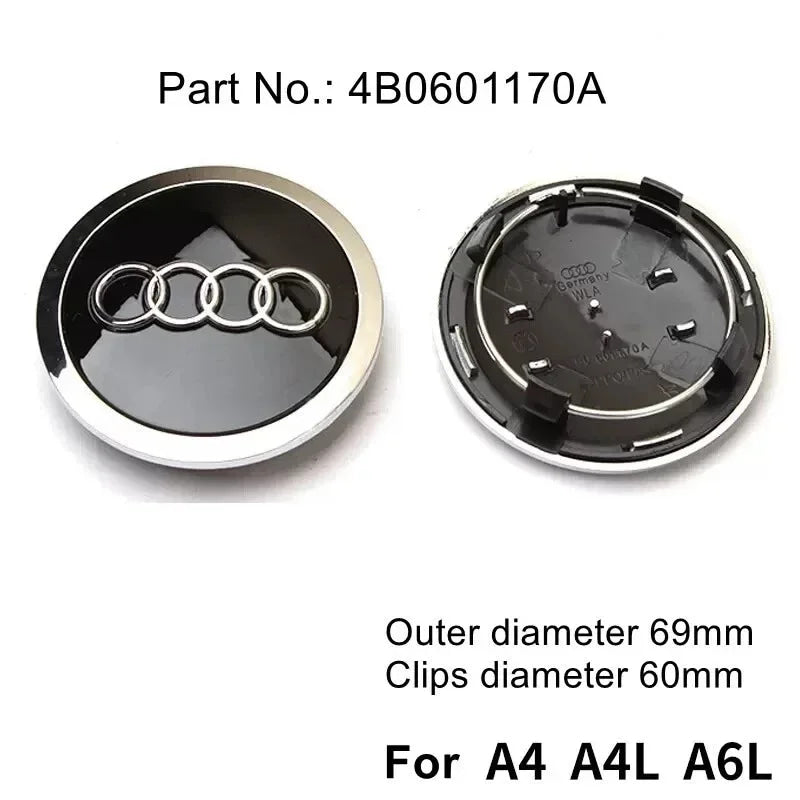 Audi 4pcs 60mm 61mm 68mm 69mm 123mm Car Styling Wheel Center Cap Hub Covers Badge for Audi A3 A4 A5 A6 A7 A8 S4 S6 Sticker