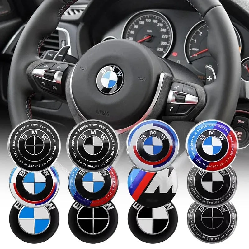 4.5cm Car Steering Wheel Center Emblem Sticker Badge For BMW 50th M E46 E90 E87 F30 F20 F10 G20 G30 X1 X3 X5 Interior Logo Decal