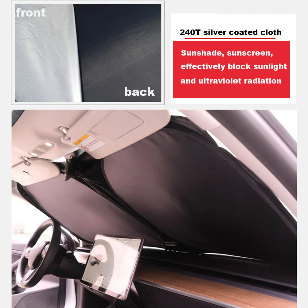 For Tesla Model 3 Y X S Car Front Windshield Sunscreen Window Sunscreen Visor Sun Shade Blocks UV Rays Protection Parasol Coche