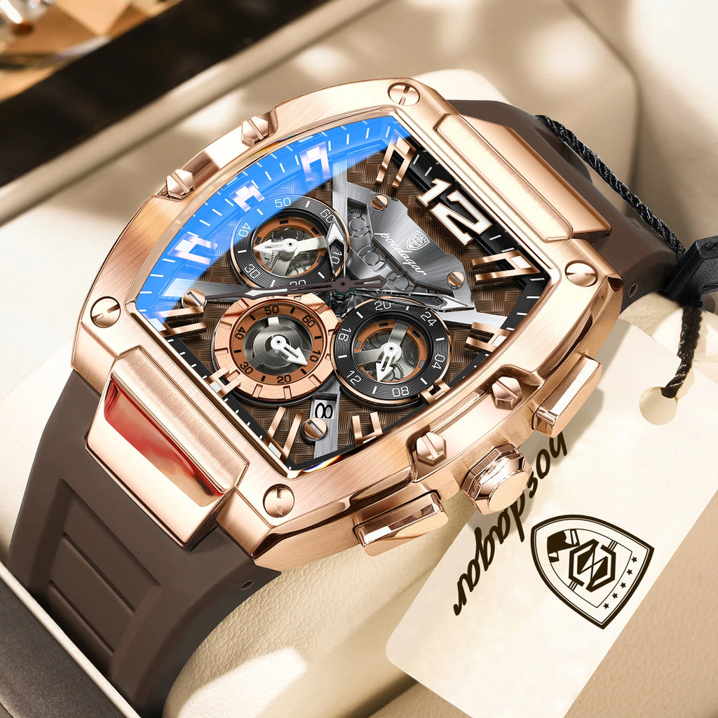 POEDAGAR Fashion Military Men's Watches Luminous Waterproof Date Sports Male Clock Chronograph Silicone Quartz Luxury Wristwatch