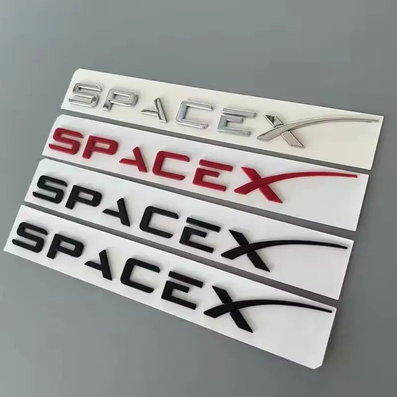 3D ABS Logo Letters Car Trunk Fender Side Badge Decal For Tesla Model Y/S/3/X Space X Emblem Sticker Accessory