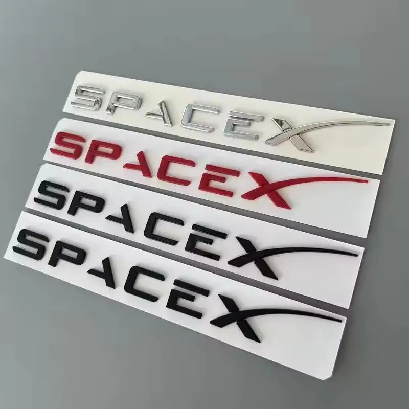 3D ABS Logo Letters Car Trunk Fender Side Badge Decal For Tesla Model Y/S/3/X Space X Emblem Sticker Accessory