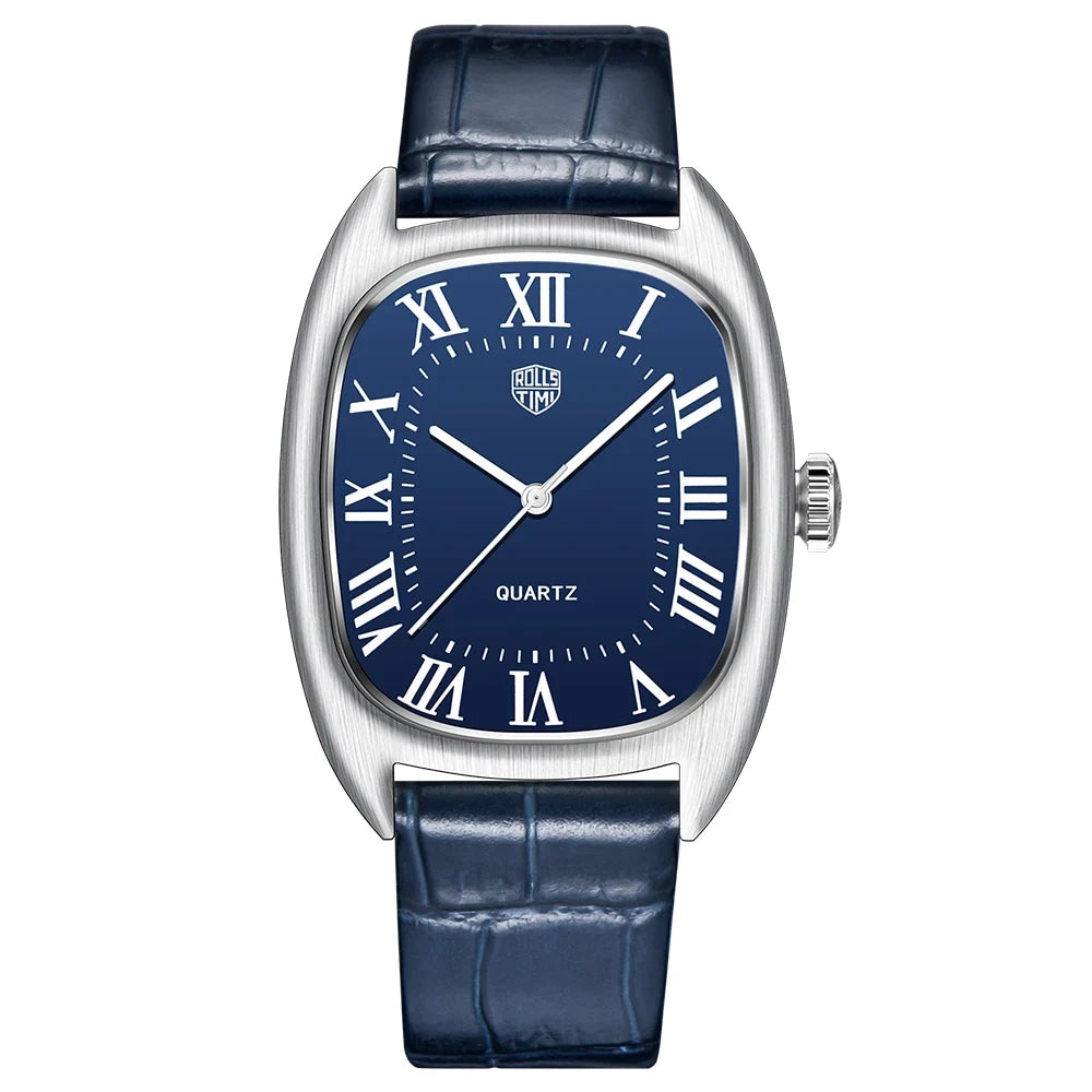 RollsTimi 2026 New Men's Watches Top Brand Luxury Oval Quartz Watch For Men Fashion Watch Man Waterproof VH31 Clock Gift Leathe