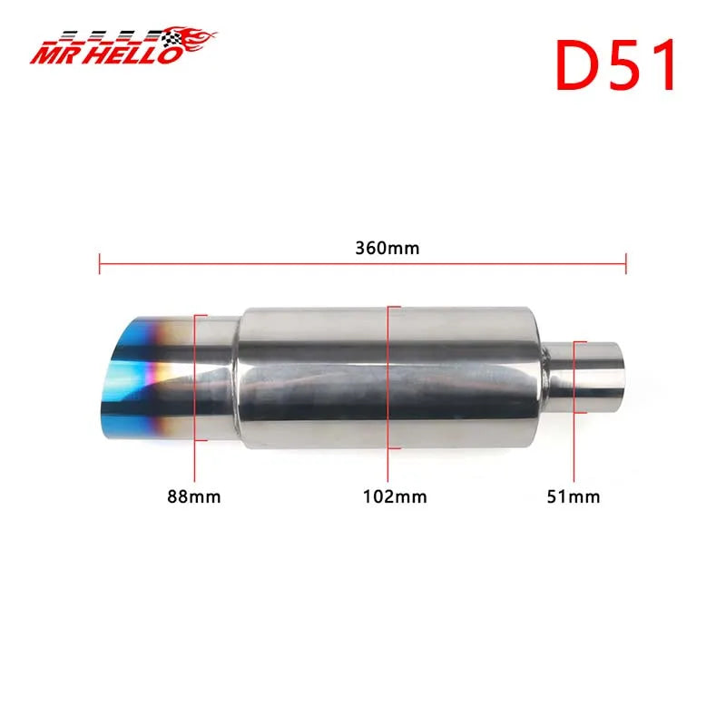 Car Exhaust Pipe Muffler Tail Pipe Universal High Quality Stainless Steel Interface 51 57 64MM Exhaust System End 88mm