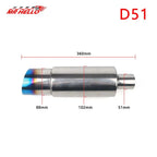 Car Exhaust Pipe Muffler Tail Pipe Universal High Quality Stainless Steel Interface 51 57 64MM Exhaust System End 88mm