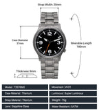 BERNY Full Titanium Watches for Men Super Luminous Sapphire Sports Field Quartz Men's Watch VH31 Wristwatch 5ATM Easy Read