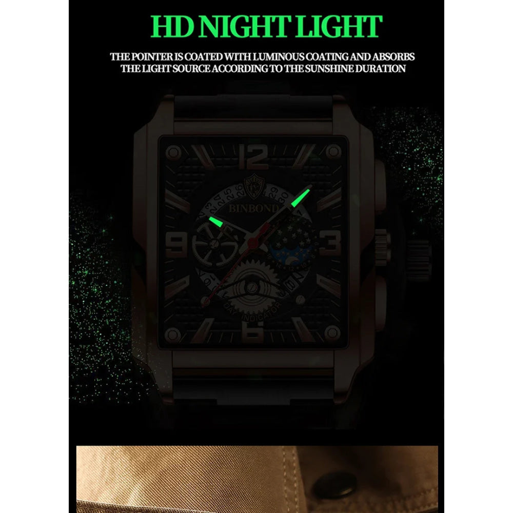 BINBOND Luxury quartz wristwatches luminous waterproof auto date chronograph men's watch business sport fashion casual reloj