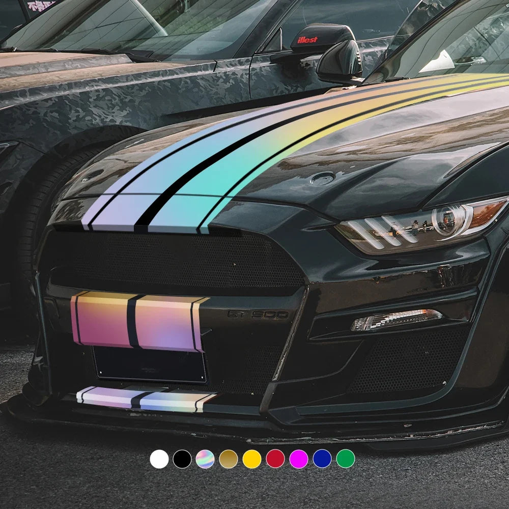 Car Stickers 6pcs Kit, Full Body Vinyl Decals, Racing Stripe Design for Roof Hood Door Exterior Car Modification (Multicolor)