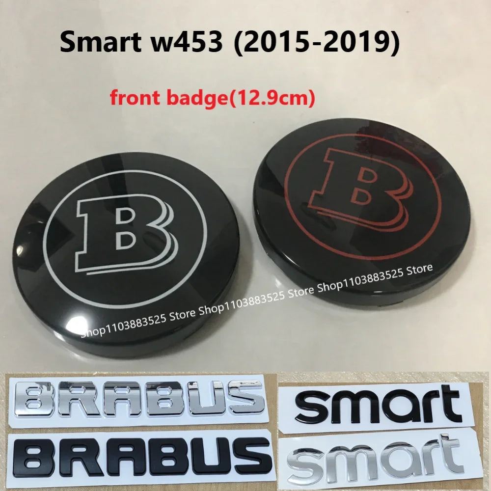 12.9cm Support Acc Car Front Grill Emblem Badge with B Logo for Smart BRABUS W453 2015-2019 Modify Badge Accessories