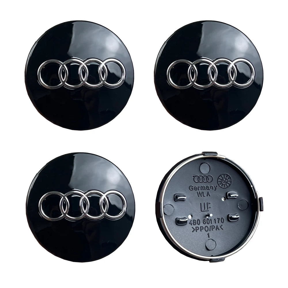 4pcs For Audi Q3 Q4 Q5 Q7 S3 S4 S5 S6 S7 TT A1 A2 A3 A4 A5 A6 A7 Q2 60mm 61mm 68mm 69mm Car Wheel Center Cap Hub Covers Badge