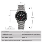 BERNY Full Titanium Watches for Men Outdoor Quartz Men's Field Wristwatch VH31 Super Luminous Sapphire Easy Read Watch