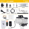 12V 6KW Diesel Fuel Liquid Heater Gasoline Preheater LCD Switch Silencer +Water Pump Parking Heating Device For Trucks Van Car