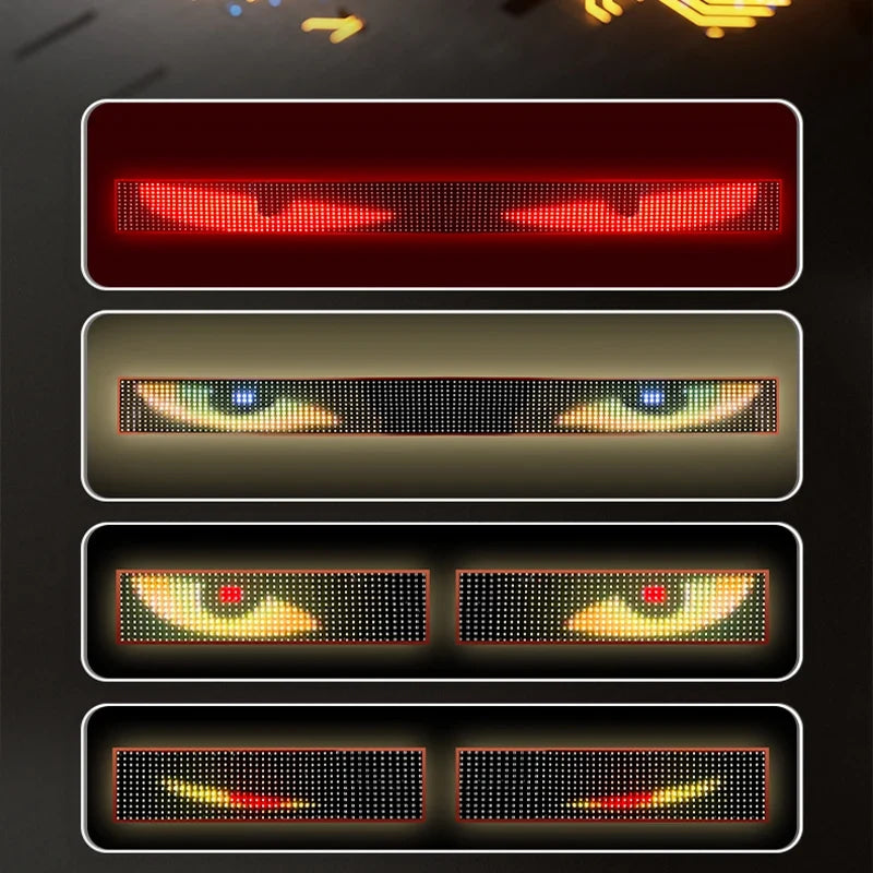Truck Car Devil Eye LED Pixel Panel Light Remote Control Soft Foldable Lighting Scrolling For Board Windshield 12V 24V