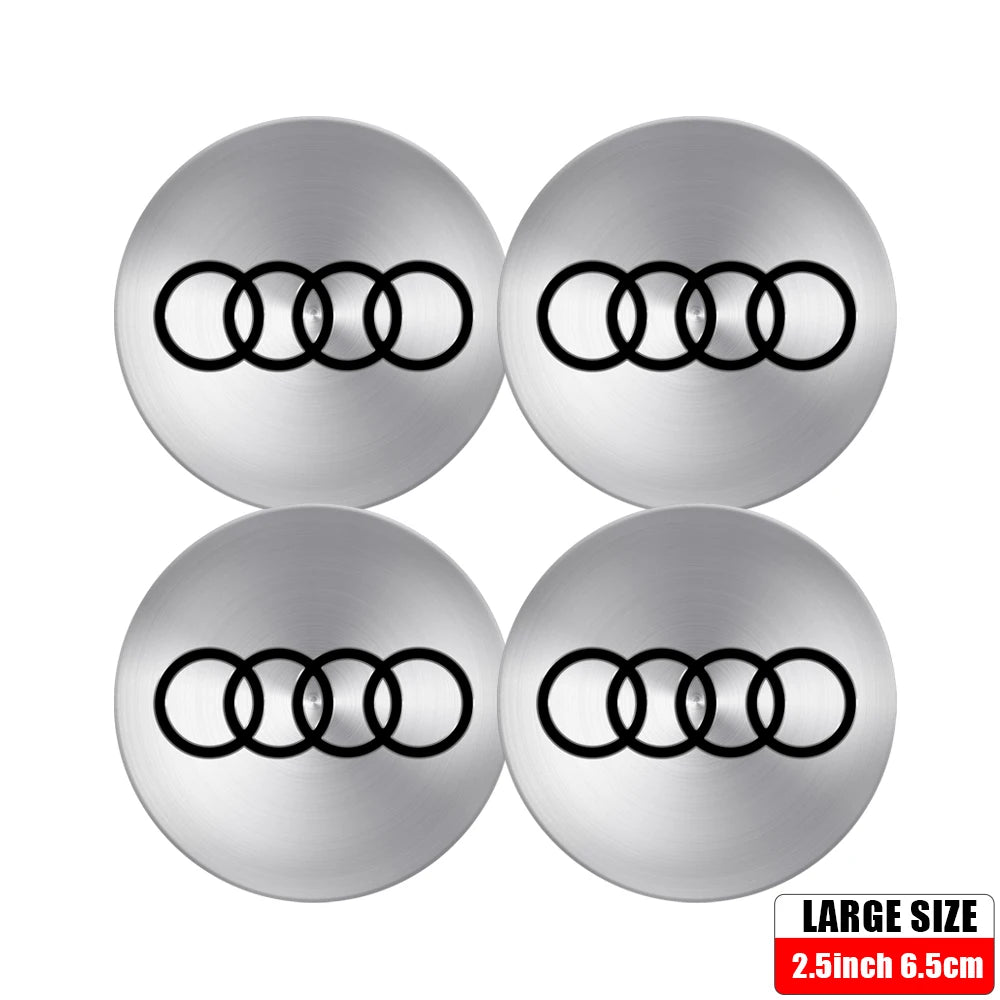 4pcs 56/65mm Car Wheel Center Hub Stickers 60/68mm Wheel Center Hub Caps Cover For AUDI A3 A4 A1 Q3 Q4 Q5 Q6 Q7 Q8 TT RS Sline