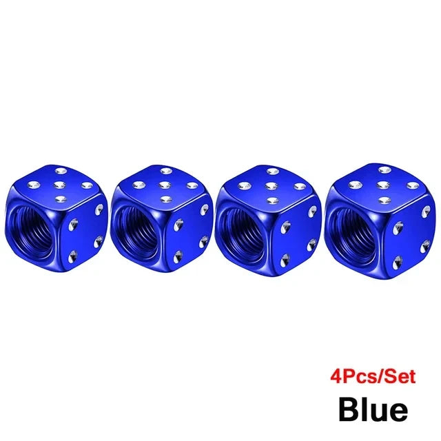 Aluminum Dice Tire Valve Caps Dustproof Car Truck Motocycle Bike Dice Wheel Stem Tyre Tire Wheel Stem Air Valve Dust Cap Cover
