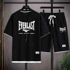 2026 Men's summer suit high quality round neck men's T-shirt 2 pieces shorts running quick dry leisure quick dry.