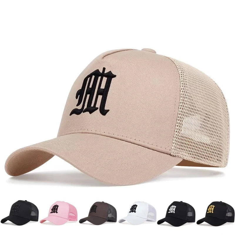 Unisex Personality Letter Embroidery Baseball Net Caps Spring Summer Outdoor Fishing Hat Adjustable Casual Hats Sunscreen Hat