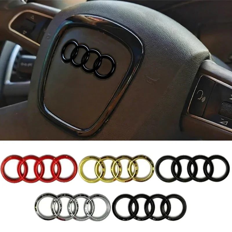 Alloy Car Steering Wheel Logo Emblem Cover for Audi A3 A4 A7 A6 A1 Q5 Q3 Q7 A5 A4L A6L A8L Auto Interior Center Sticker Badge