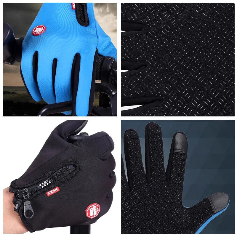 Guantes de invierno para hombres y mujeres con pantalla táctil cálidos para ciclismo al aire libre conducción motocicleta guantes fríos guantes antideslizantes a prueba de viento