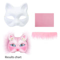 Conjunto de máscara Therian, máscara en blanco, media cara, Animal dibujado a mano, máscara de gato y zorro, grafiti hecho a mano, media máscara facial, regalos de fiesta de Navidad
